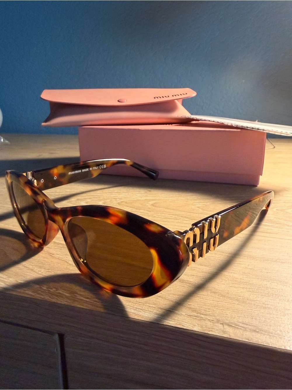 Miu Miu Tortoiseshell Acetate Sunglasses with Brown Lenses